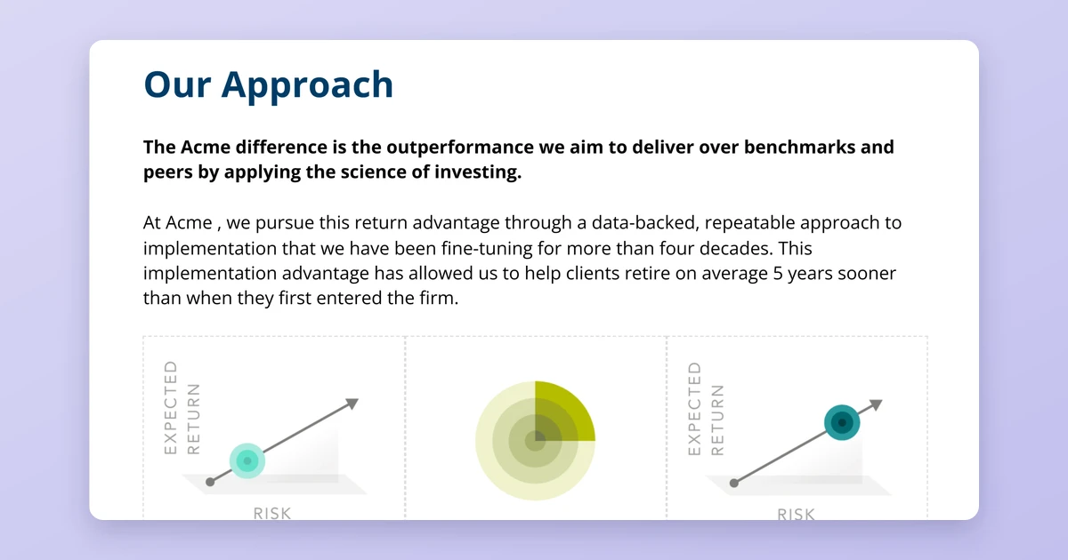 Investipal's digital proposal builder showing a branded client proposal cover page alongside the client record and action items