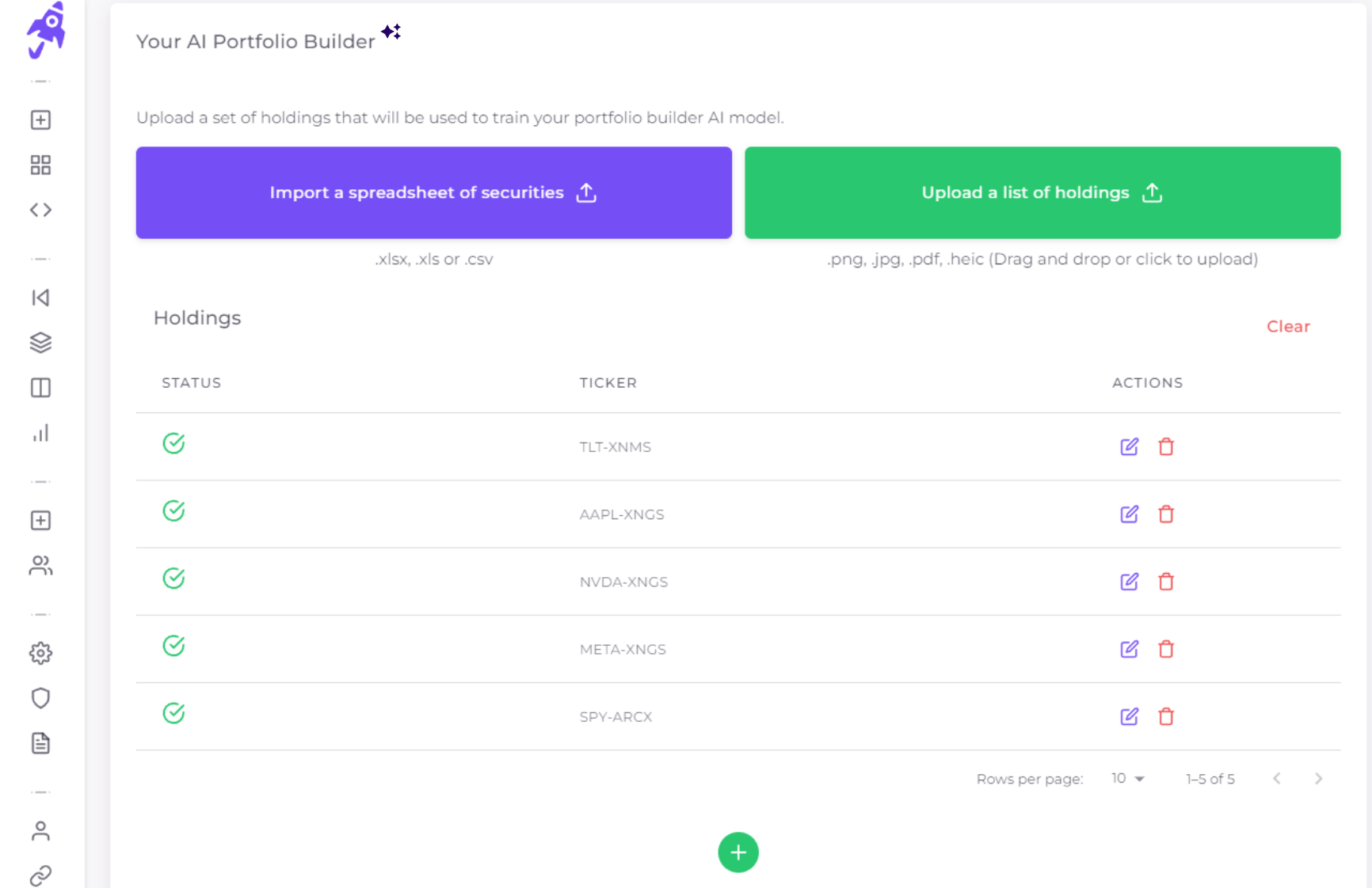 Asset allocation dashboard showing portfolio analytics and optimization tools
