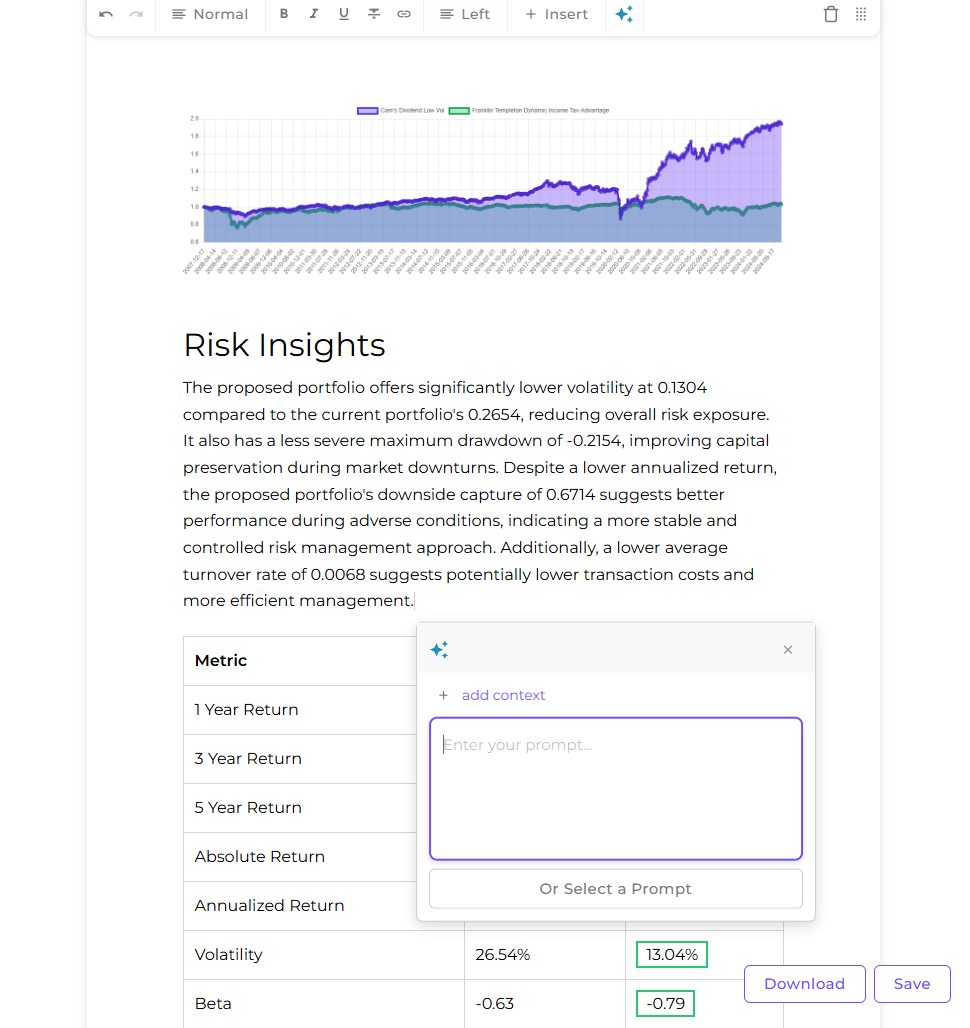 Compliance and proposal generation dashboard