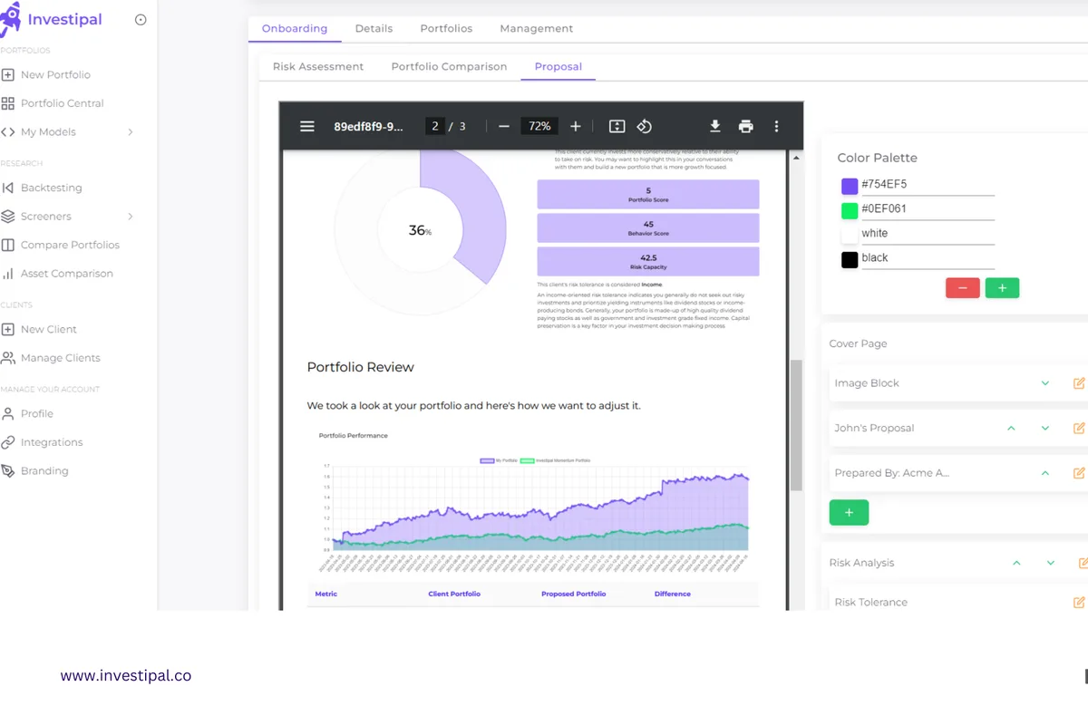 A software to generate investment portfolios for financial advisors