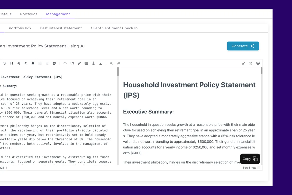 Using AI to generate an Investment Policy Statement (IPS)