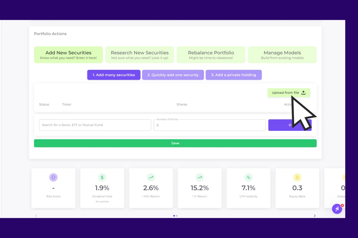 Simply click upload from file to begin