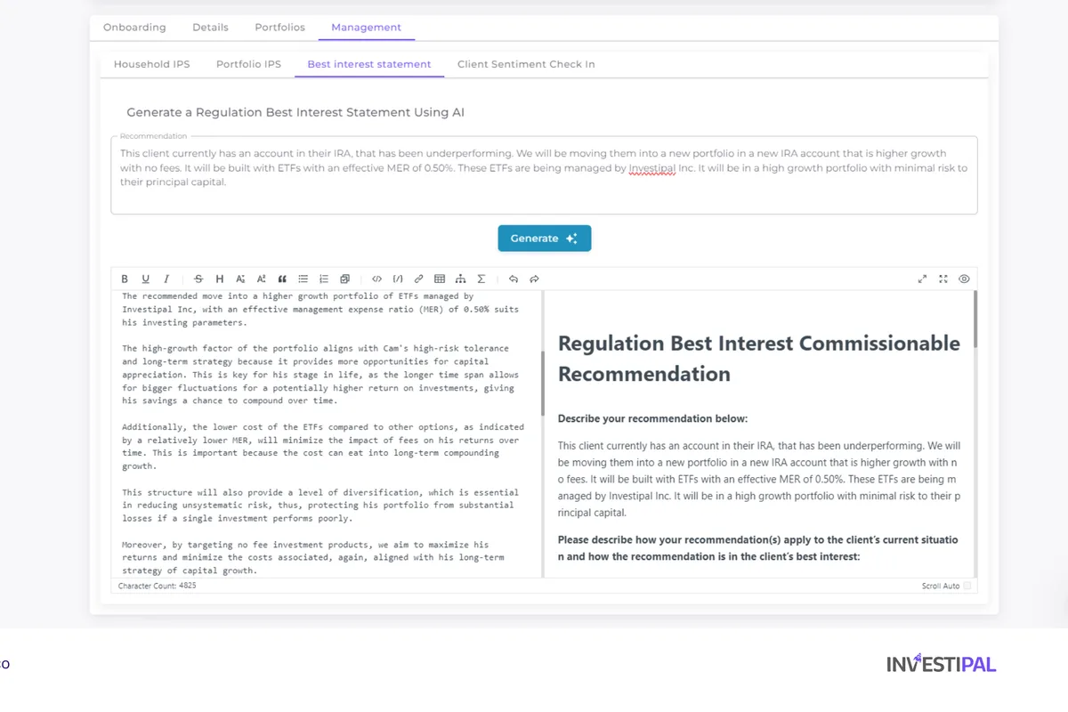 Generating Regulation Best Interest documents with AI