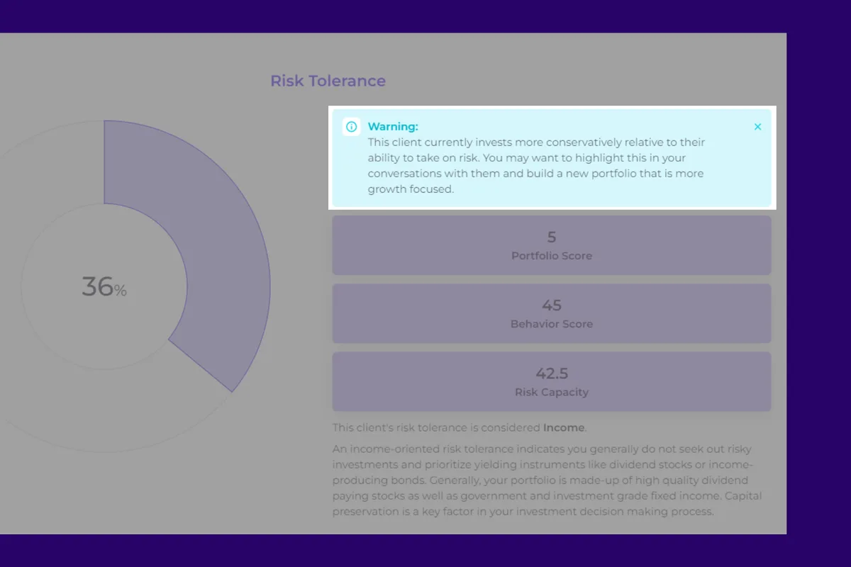 Risk tolerance explanation in a software