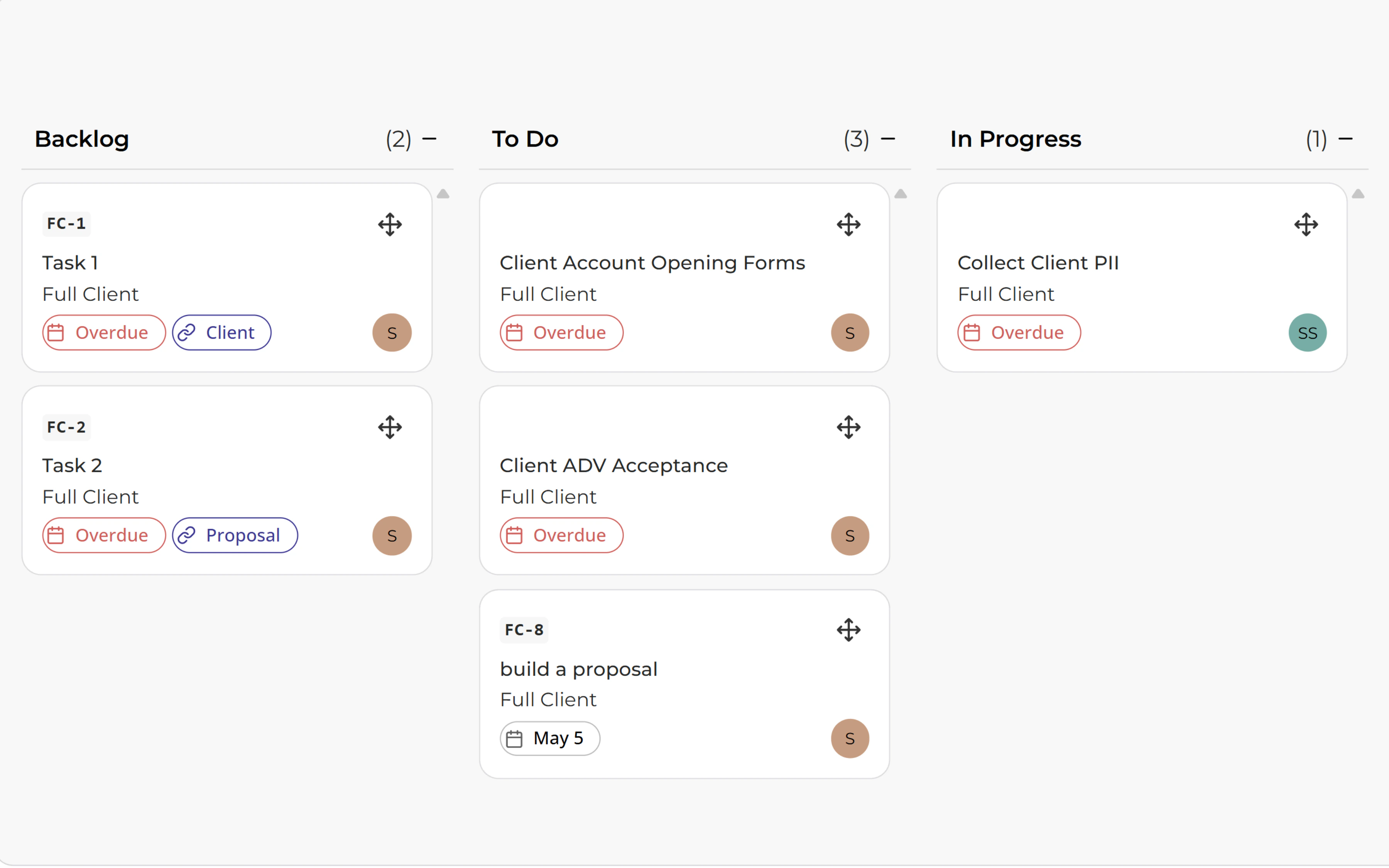 Alpha creating and executing advisor workflow tasks