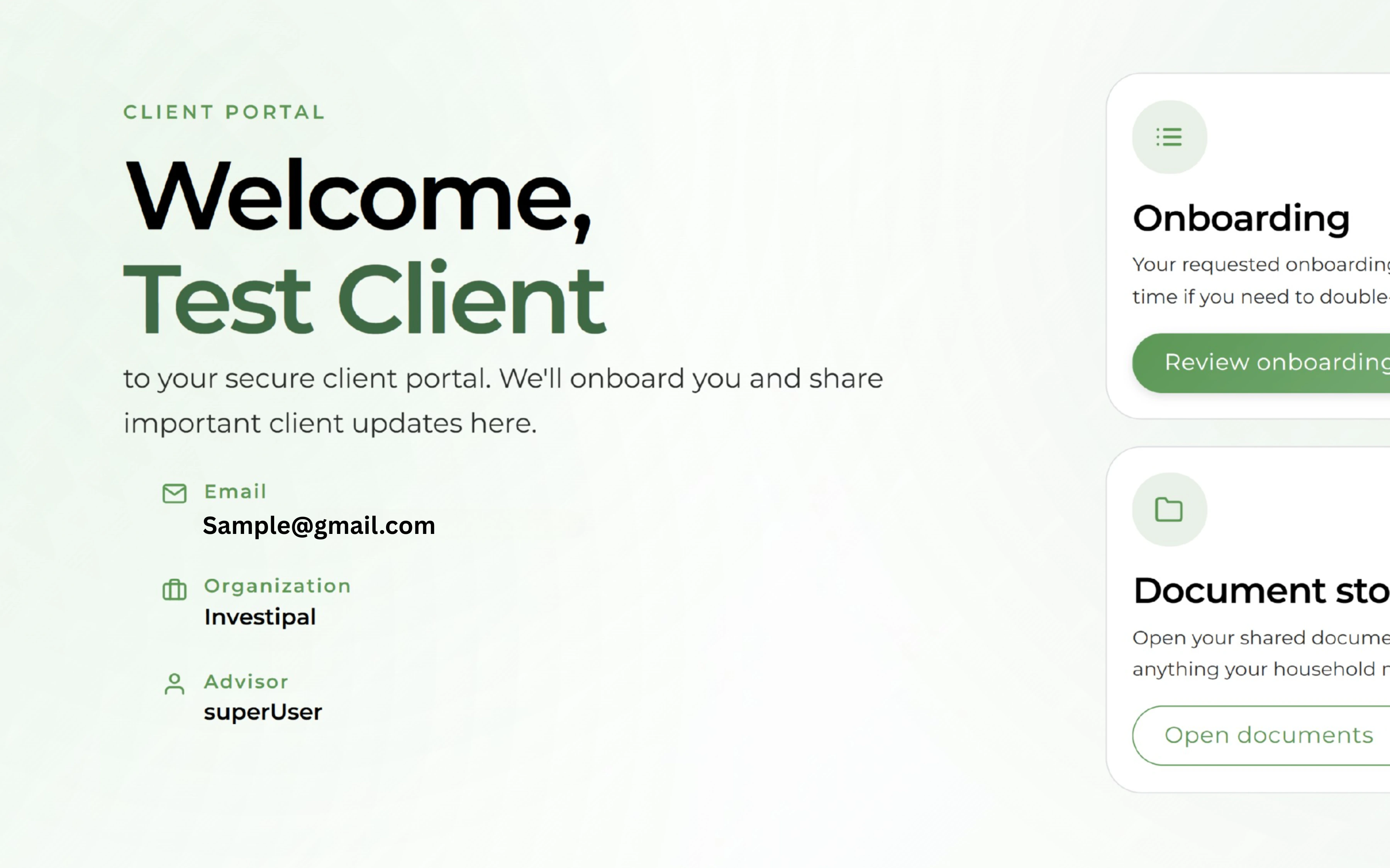 Client onboarding portal for household tasks, agreements, and document vault access