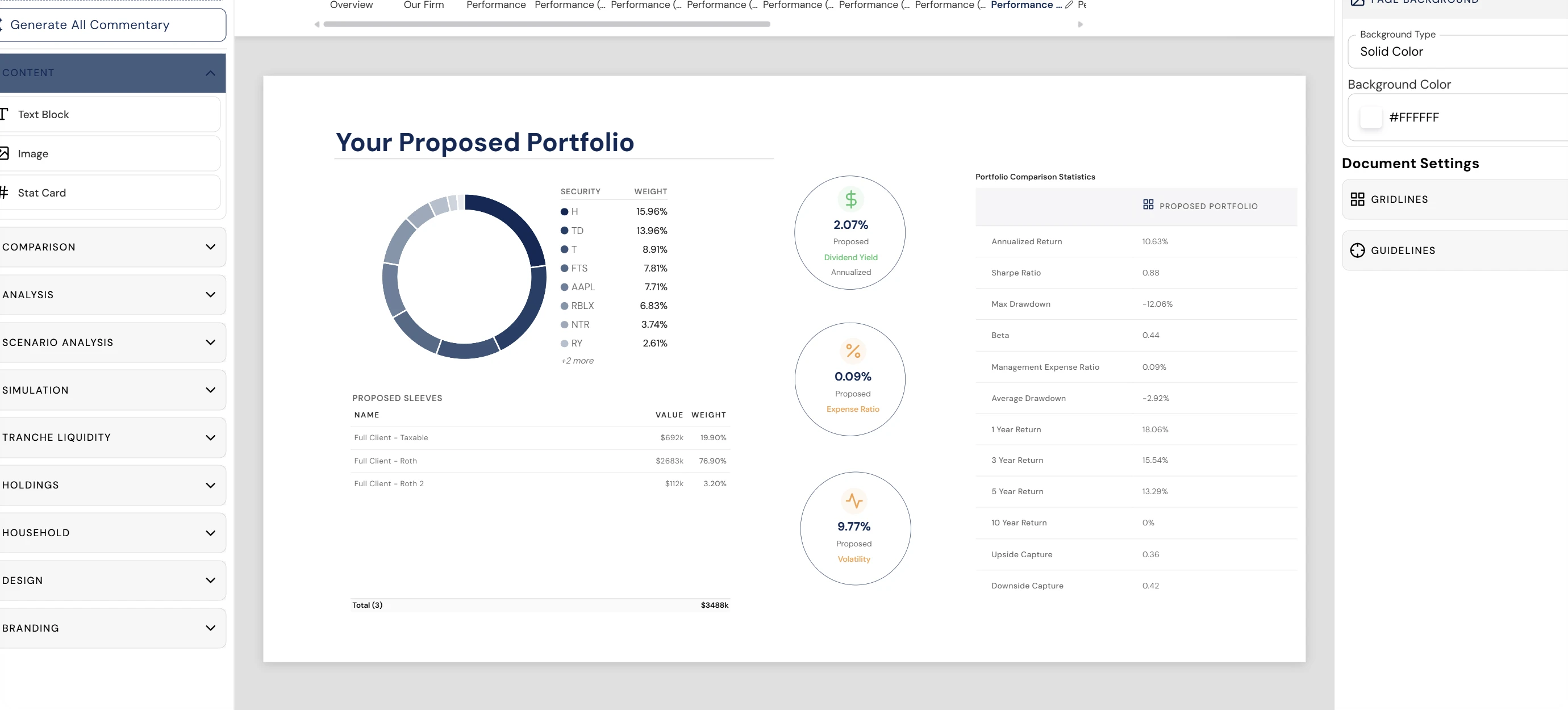 Investipal AI Commentary - the Digital Proposal Builder generates personalized portfolio commentary from a client's actual holdings