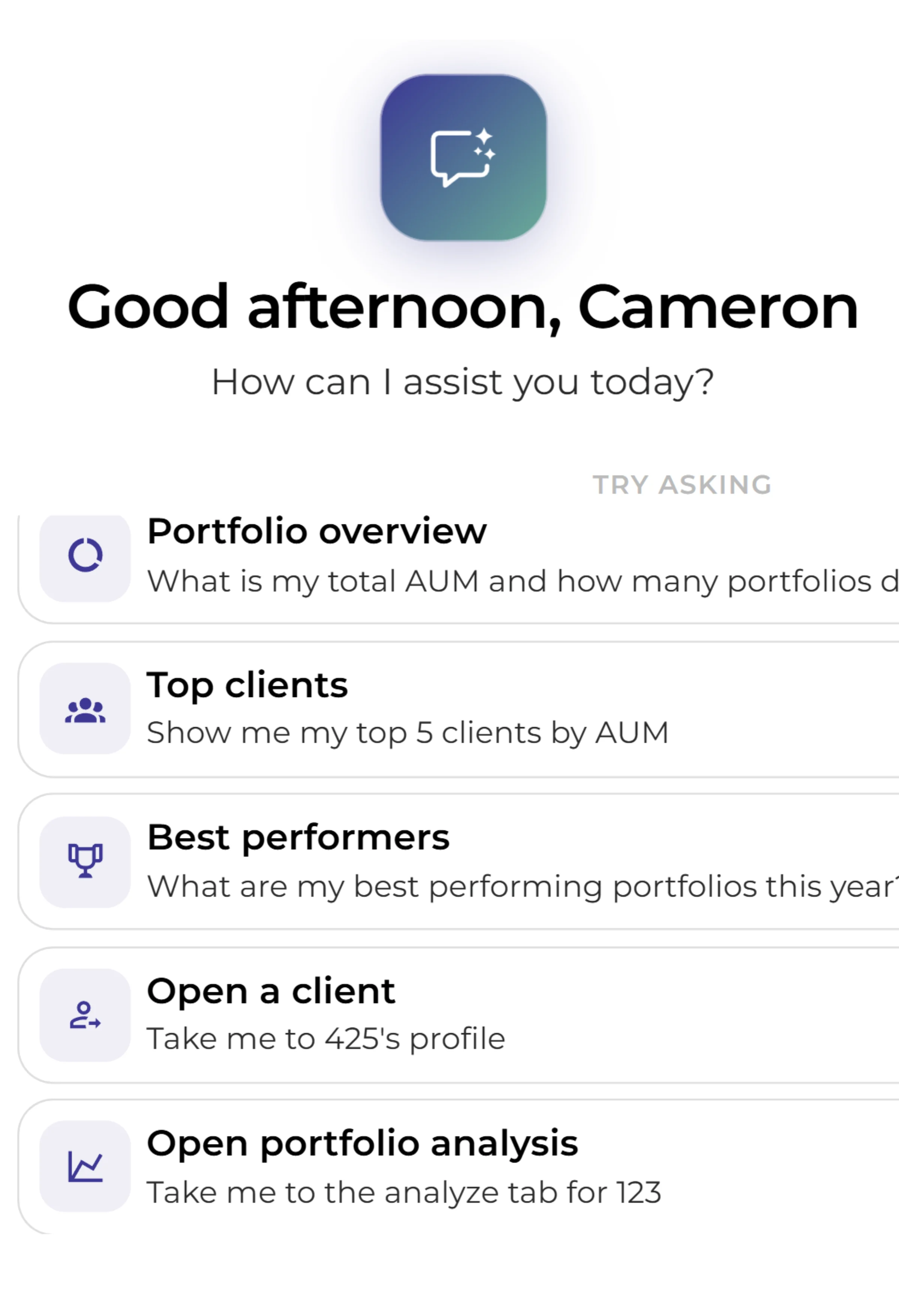 AI assistant for financial advisors workflow