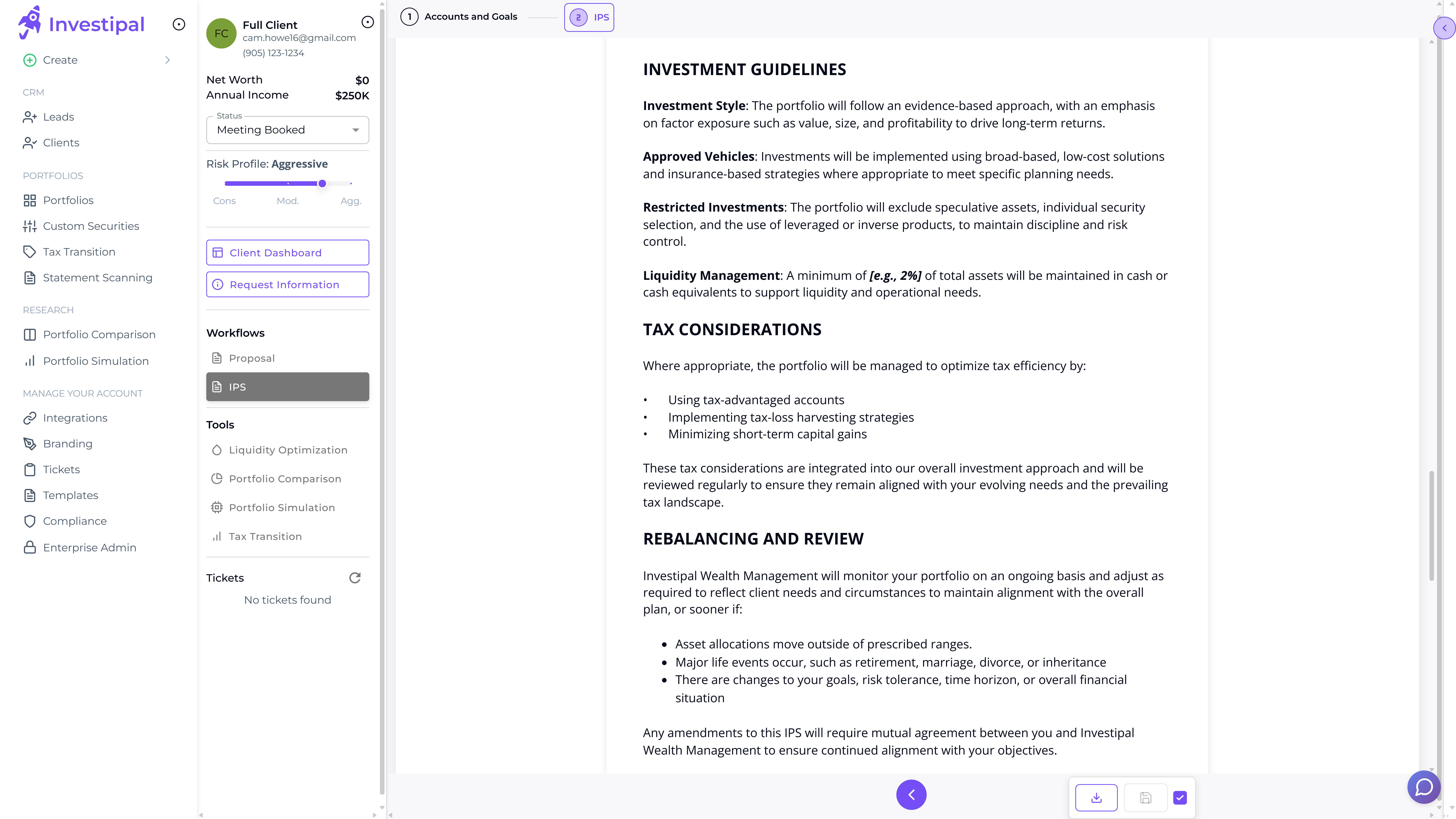 Investipal IPS generation