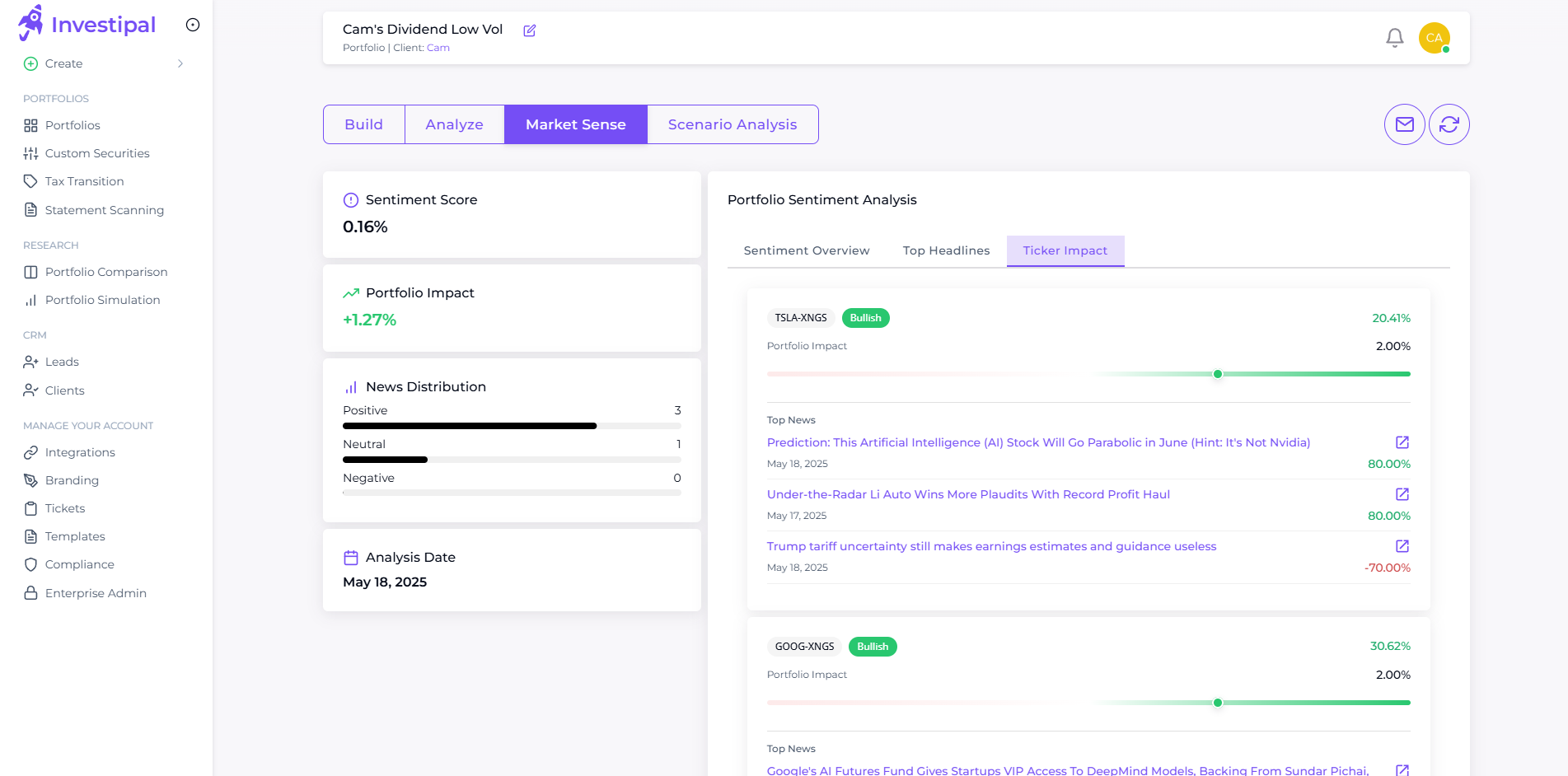 Investipal Market Sense screenshot